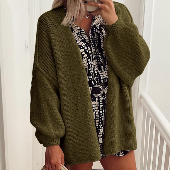 Sweaters - Womens Oversized Cardigan Knit Open Front Lightweight Sweater